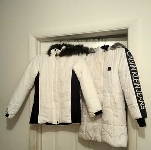 *BUNDLE DEAL* 2 GIRL'S WHITE WINTER COATS- ICEBURG & CALVIN KLEIN- SZ. MEDIUM